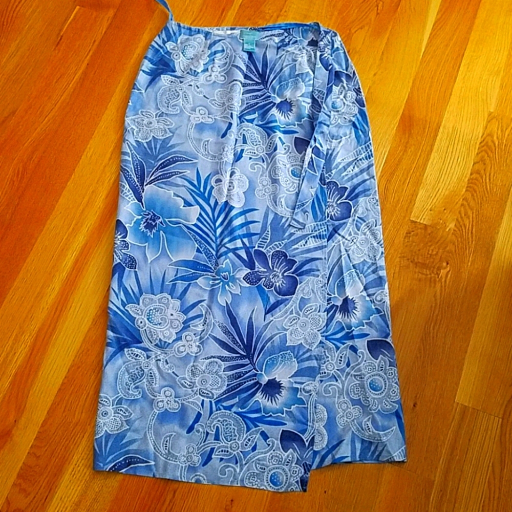 Silk Blue&White Wrap Skirt Size 6